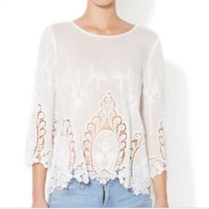 Cynthia Rowley White eyelet blouse top